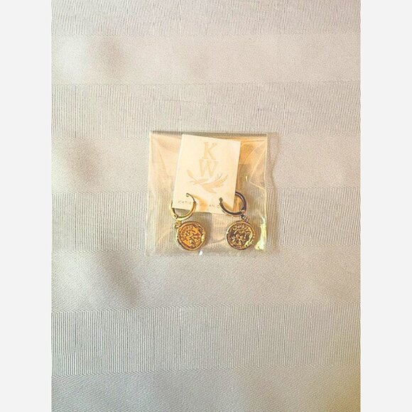 Vintage Wax Seal Huggie Earrings – Gold Plated Hoops - Picture 4 of 5